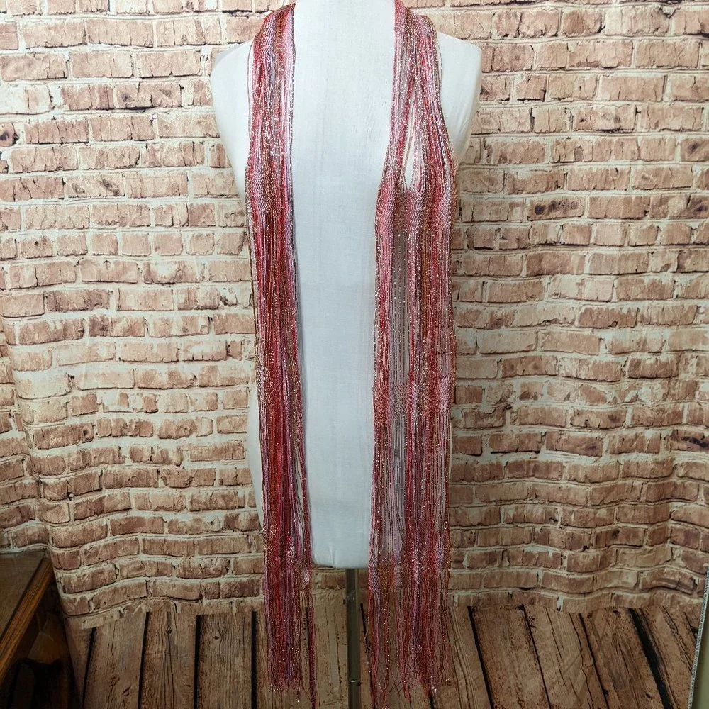 Pink Shimmery Metallic Scarf 86 in Long 14 in Wide